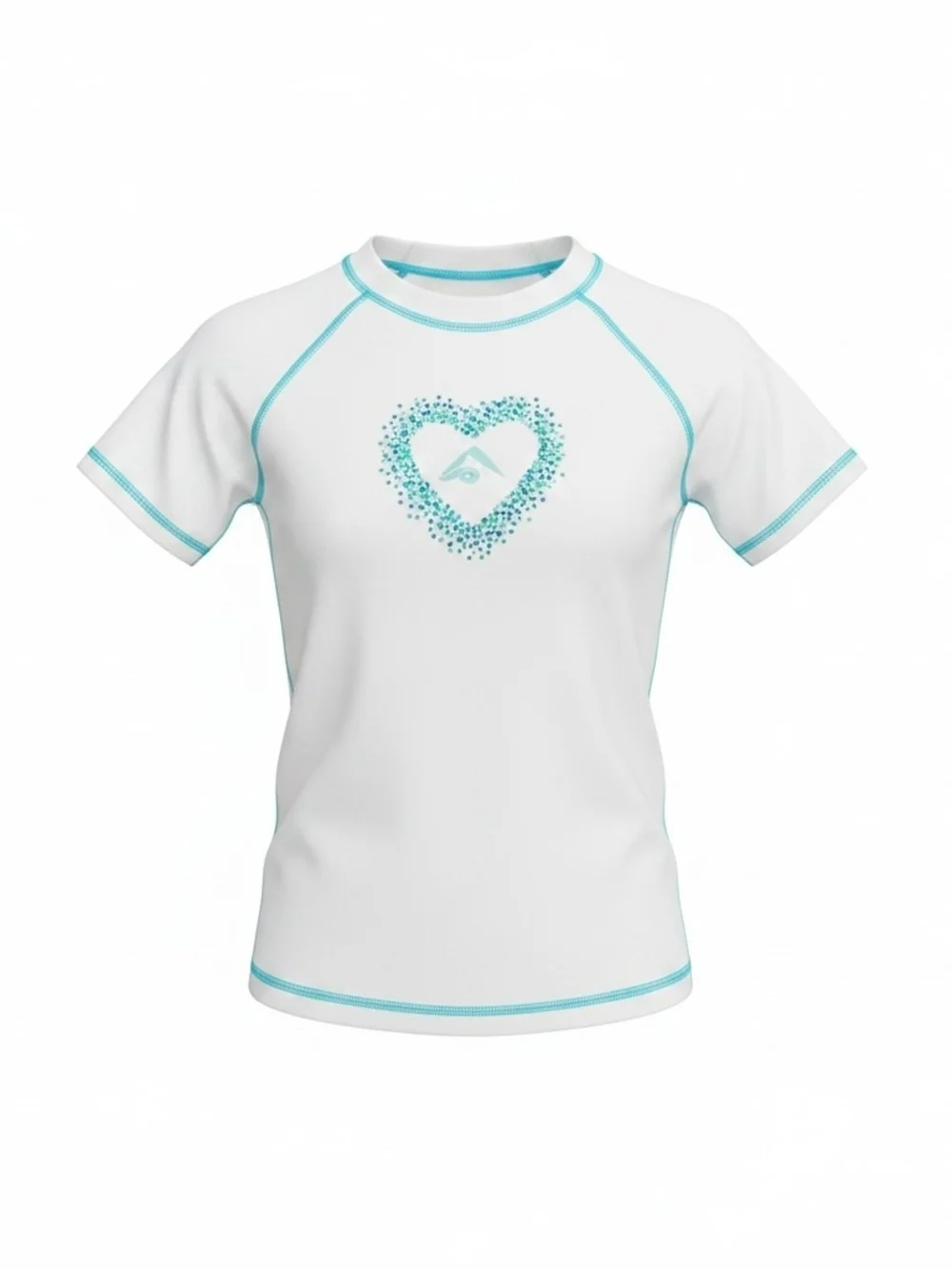 Kanu Surf SPF 50+ Kids White & Aqua Heart Rash Guard Medium (10) NWT